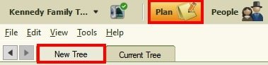 New Tree tab on the Plan workspace