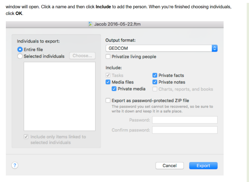 GEDCOM File in FTM 2024 for Mac  steps